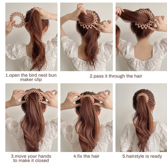 3 Nest Hair Clip : Black+ Wine Red +Gray Elegant Hair Claw Clip main image 6